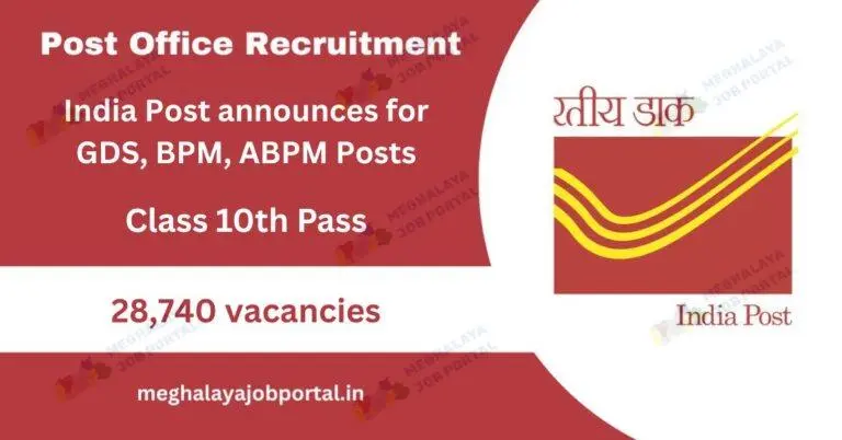 India Post GDS Recruitment 2026 notification showing 28740 vacancies for Class 10 pass students across Indian states.