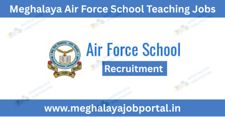 Air Force School Upper Shillong Teaching Jobs 2026 banner featuring the official school logo for Headmistress, TGT Sanskrit, TGT Social Studies, and Special Educator recruitment in Meghalaya.