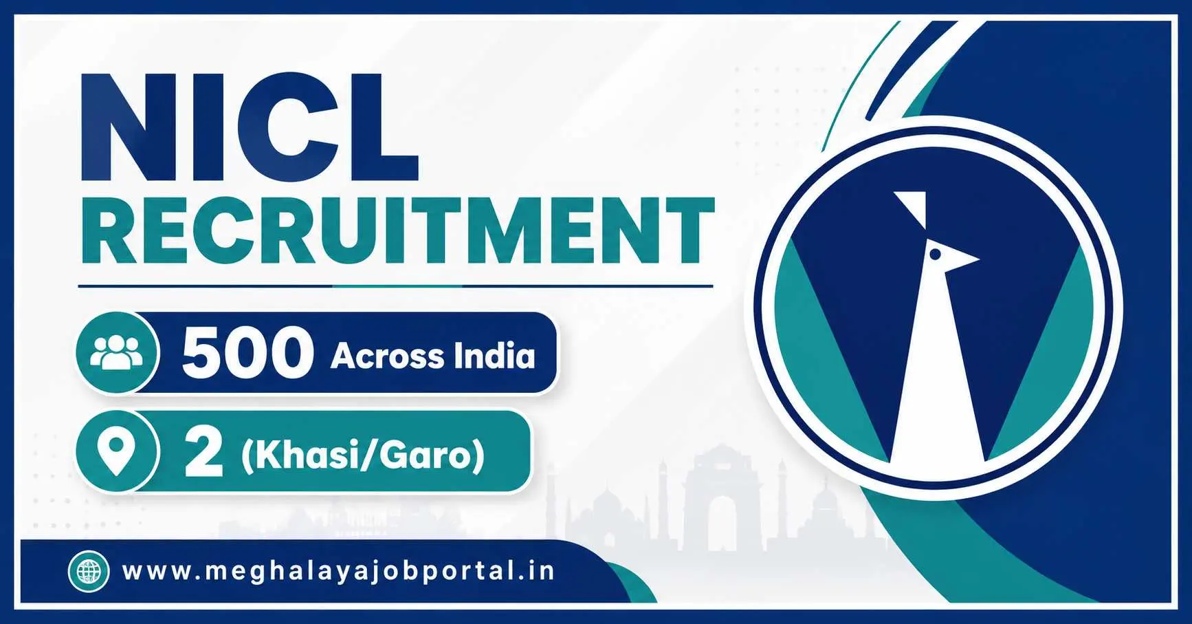 NICL Assistant Recruitment 2026 blog banner showing 500 vacancies across India including 2 Khasi Garo posts in Meghalaya