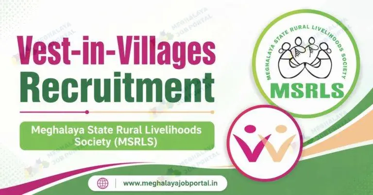 Vest-in-Villages Recruitment 2026 banner for Meghalaya State Rural Livelihoods Society (MSRLS) project vacancies in Ri Bhoi and Shillong, Meghalaya
