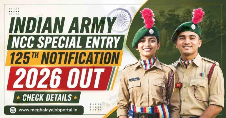 Indian Army NCC Special Entry 125th Notification 2026 Out banner featuring NCC cadets with recruitment announcement and Apply Online details.