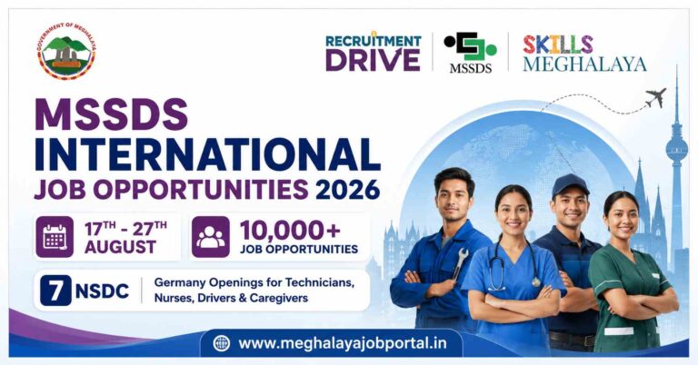 MSSDS International Job Opportunities 2026 banner featuring 7 NSDC Germany openings for technicians, nurses, drivers and caregivers, with 10,000+ job opportunities from 17th–27th August.