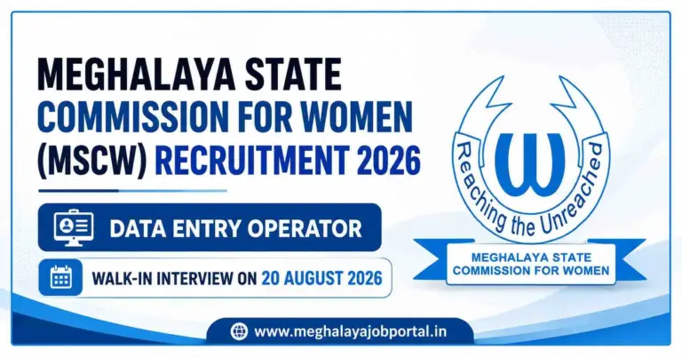 Meghalaya State Commission for Women MSCW Recruitment 2026 Data Entry Operator Walk-In Interview on 20 August 2026 in Shillong
