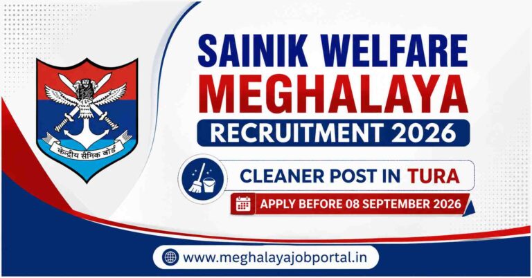 Sainik Welfare Meghalaya Recruitment 2026 Cleaner Post in Tura – Apply Before 08 September 2026 | Meghalaya Job Portal