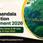 Sauramandala Foundation Recruitment 2026 banner featuring Community Library and HR Jobs, with application deadline of 10 September 2026, a scenic Meghalaya forest bridge image, and Meghalaya Job Portal website.