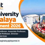 MIT University Meghalaya Recruitment 2026 banner featuring the MIT University Shillong logo, campus image, and recruitment details for Dean, Professor, Associate Professor, Assistant Professor, and Director – Career Services, with Meghalaya Job Portal website.