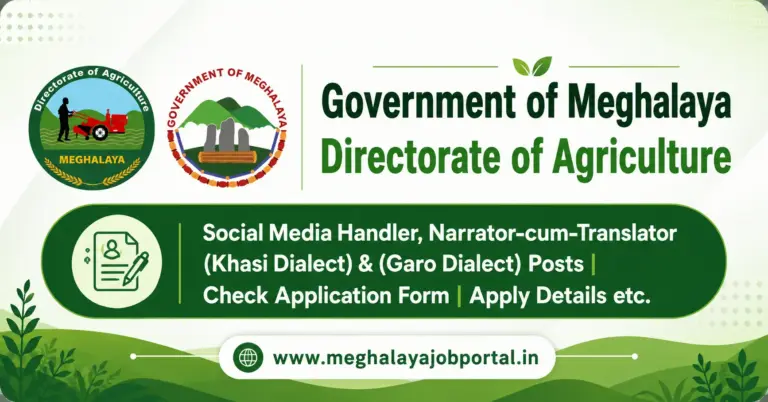 Directorate of Agriculture Meghalya Recruitment 2026