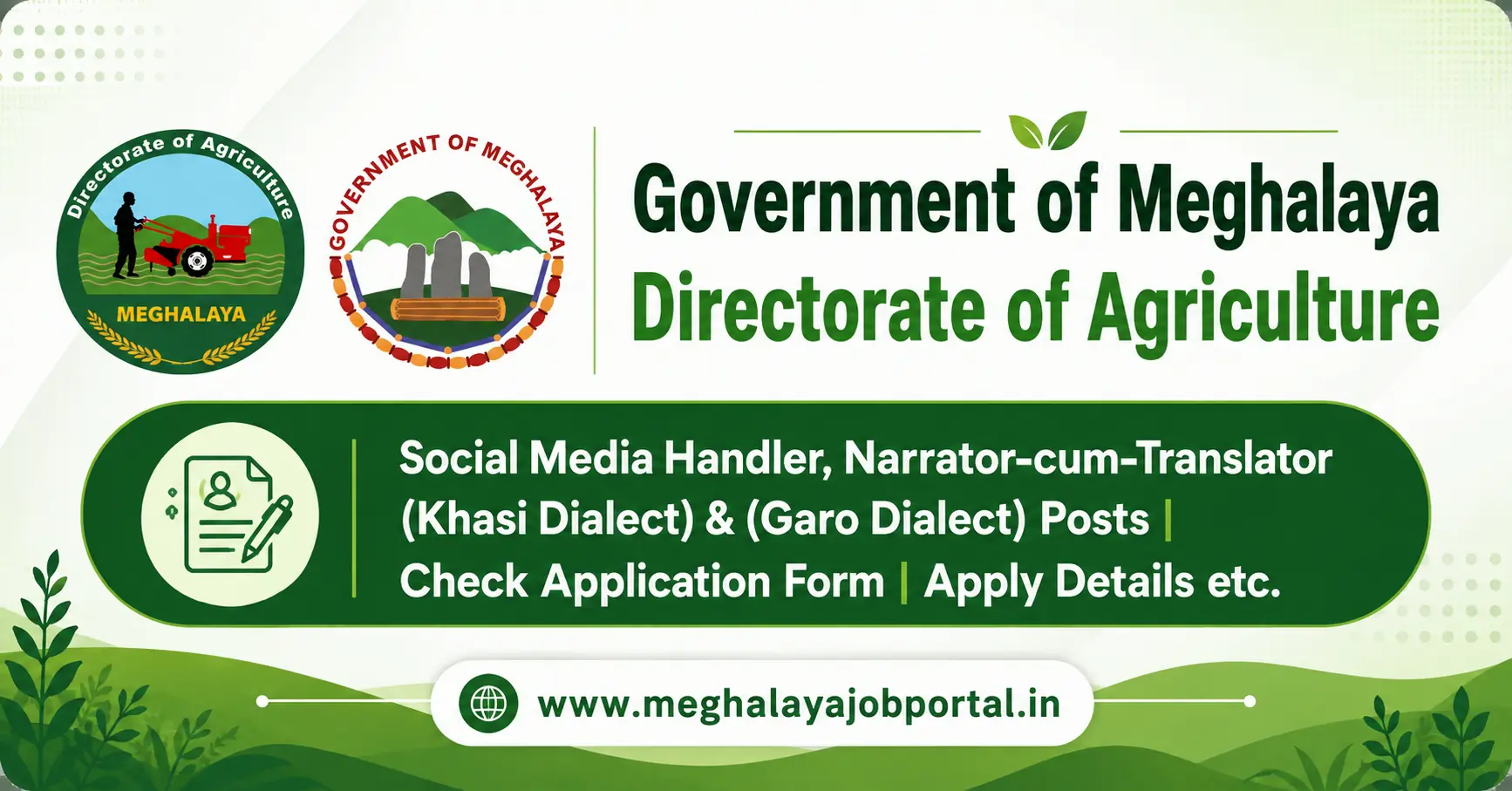 Directorate of Agriculture Meghalya Recruitment 2026
